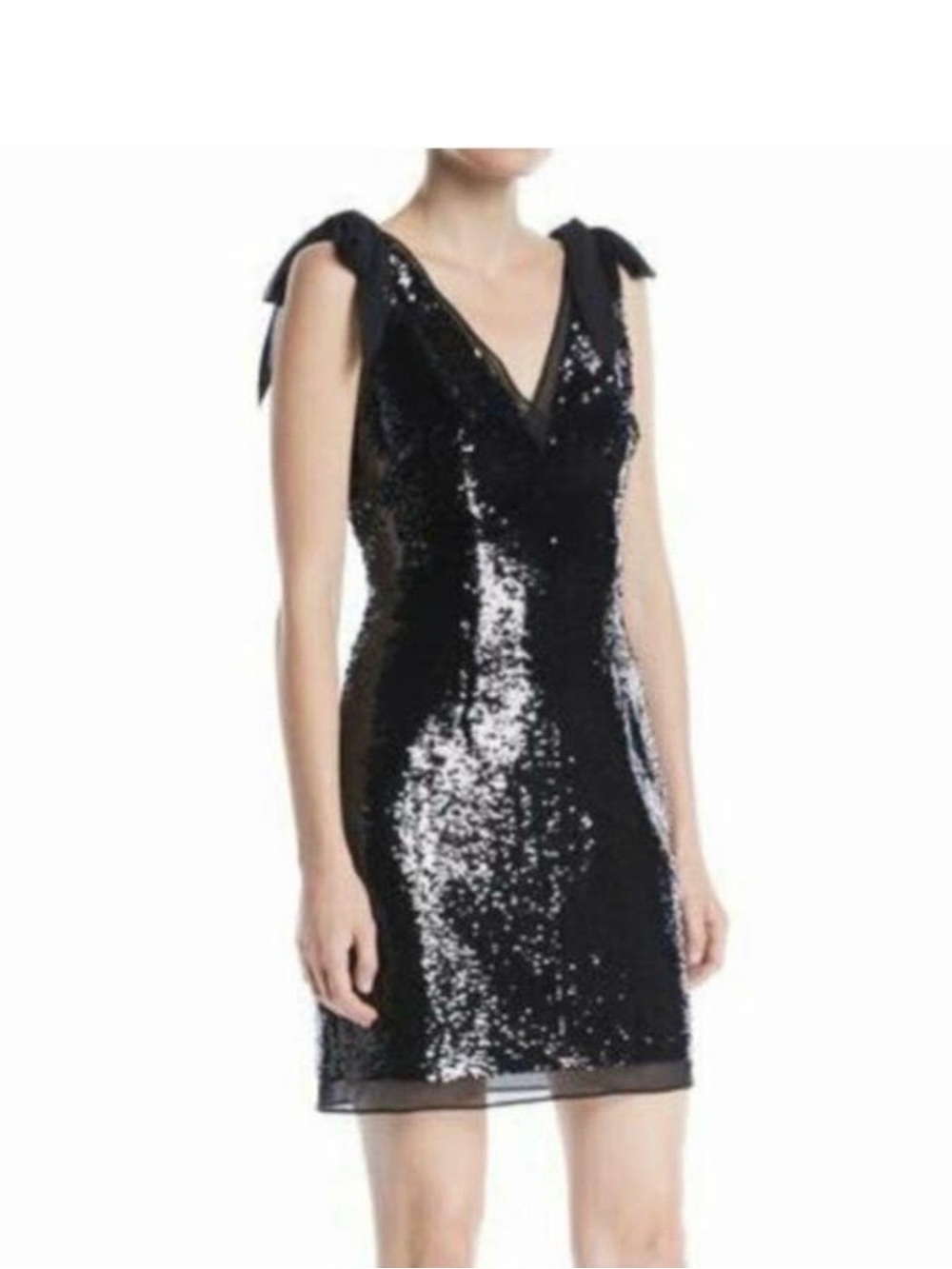 Aidan by Aidan Mattox Bow Shoulders Sequin Cocktail Mini Dress - size 8